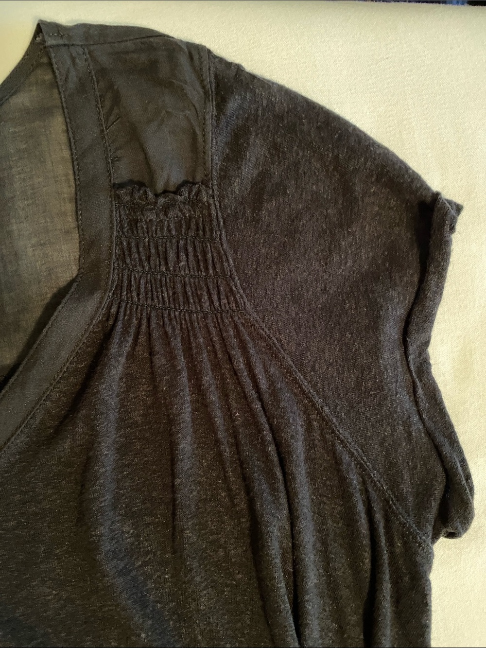 Free People Highland Tee Linen Blend Black Button-Front V-Neck Cap Sleeve Top  S - Picture 7 of 16